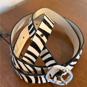 Zebra Print Leather Belt